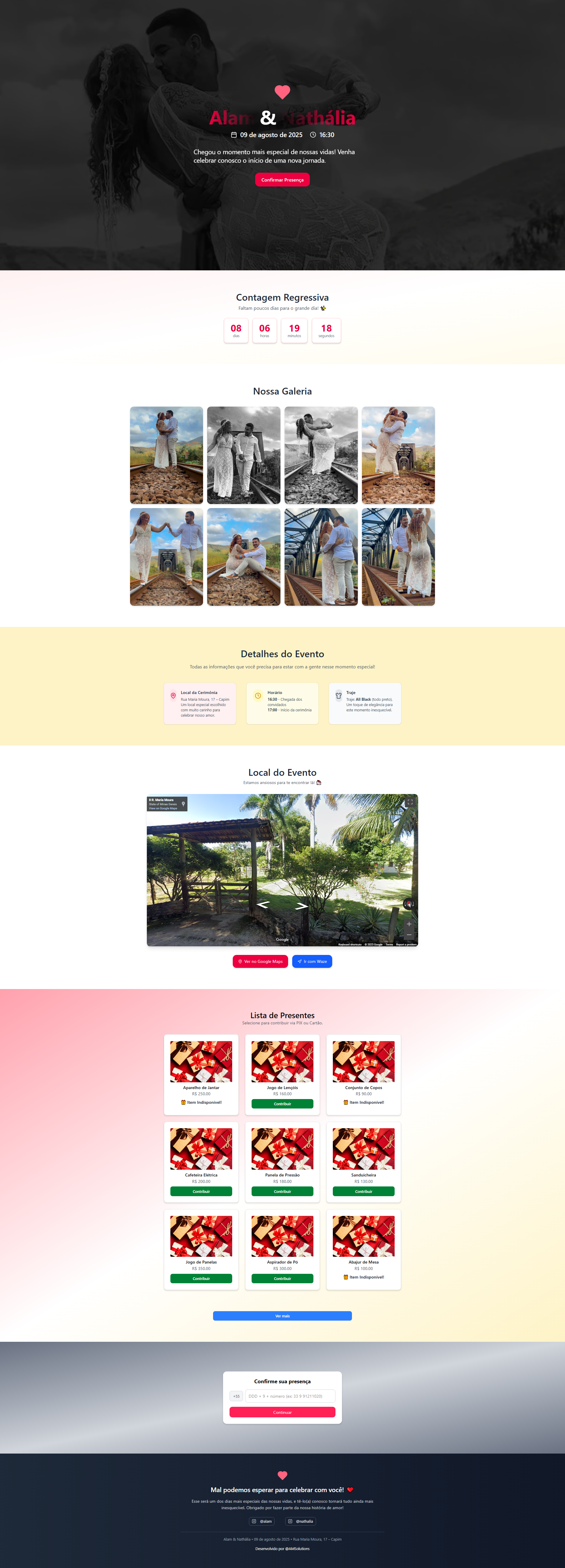 Site de Casamento com Sistema de Presença e Lista de Presentes